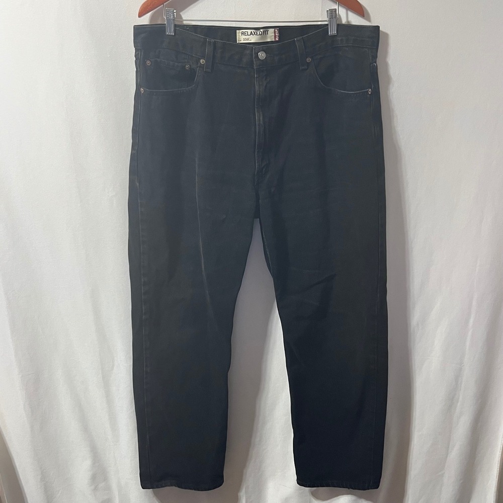 Levis 550 Relaxed Fit Black Denim Jeans Mens 40x30 Tapered Leg 550TM Cotton